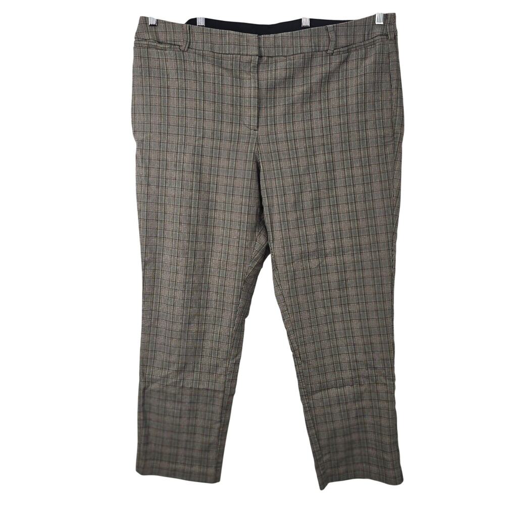 Lane Bryant Pants Womens 26 Brown Plaid Tweed Pull On Stretch Career Office Work